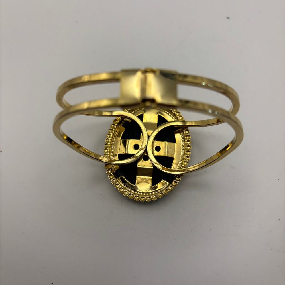 Blue Faux Stone and Gold Cuff Bracelet - Picture 4 of 4